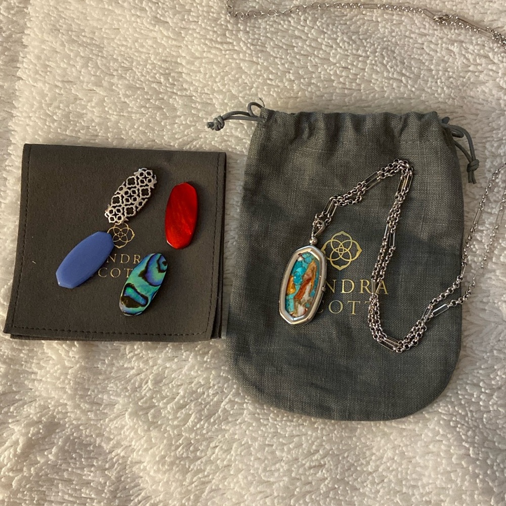 Kendra Scott Elle Locket Long Pendant Necklace in Rhodium